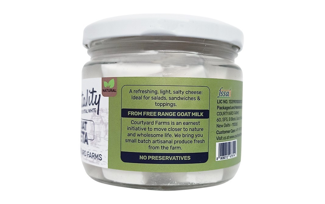 Courtyard Farms Whitality Goat Feta    Glass Jar  200 grams